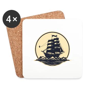 Piratenschiff - Untersetzer (4er-Set) - Weiß - Vorne