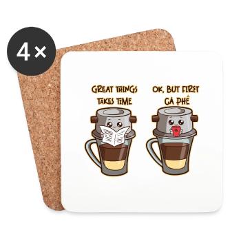 Vietnam Viet café Ca Phe vietnamien I cadeau - Dessous de verre (lot de 4) - blanc - Devant