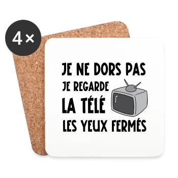 je ne dors pas - Dessous de verre (lot de 4) - blanc - Devant