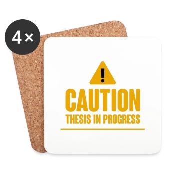 Caution Thèse en cours 2 - Dessous de verre (lot de 4) - blanc - Devant