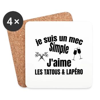 tatous et apéro - Dessous de verre (lot de 4) - blanc - Devant