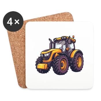 Niedlicher Traktor - Untersetzer (4er-Set) - Weiß - Vorne