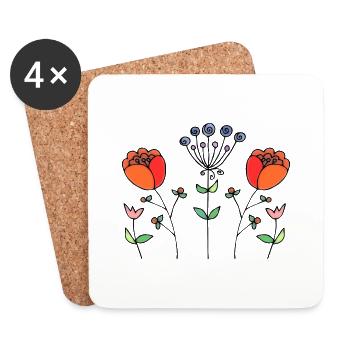 Flowers - Coasters (set of 4) - white - Front