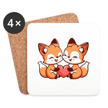 Fuchs Paar Liebe Couple Verliebt - Untersetzer (4er-Set) - Weiß - Vorne