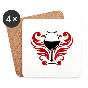 Verre de symbole de vin - Dessous de verre (lot de 4) - blanc - Devant
