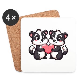Skunk Couple Love Couple In Love - Coasters (set of 4) - white - Front