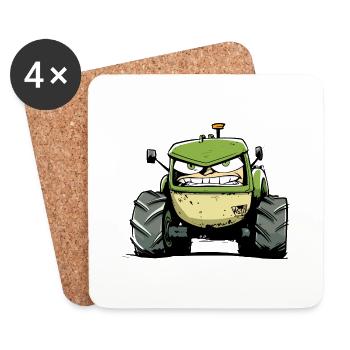 Angry Tractor No. 4 - Coasters (set of 4) - white - Front