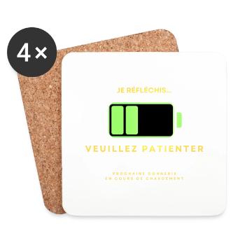 Je réfléchis - Dessous de verre (lot de 4) - blanc - Devant