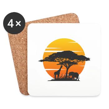 savane girage éléphant safari - Dessous de verre (lot de 4) - blanc - Devant