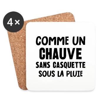 comme un chauve - Dessous de verre (lot de 4) - blanc - Devant