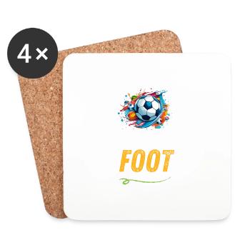 je peux pas j ai foot, t-shirt, cadeau - Dessous de verre (lot de 4) - blanc - Devant