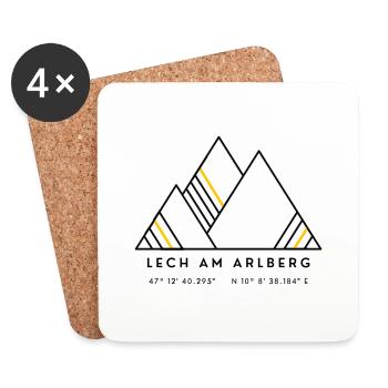 Minimalistisches Lech am Arlberg-Logo - Untersetzer (4er-Set) - Weiß - Vorne