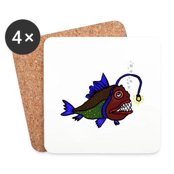 Anglerfisch - Untersetzer (4er-Set) - Weiß - Vorne