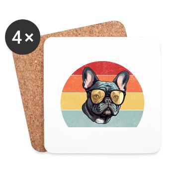 Bouledogue français - Dessous de verre (lot de 4) - blanc - Devant