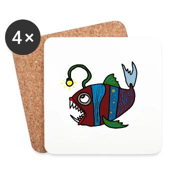 Anglerfisch - Untersetzer (4er-Set) - Weiß - Vorne
