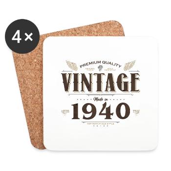 84 ans Vintage 1940 Edition Limitée 84ème Bir - Dessous de verre (lot de 4) - blanc - Devant