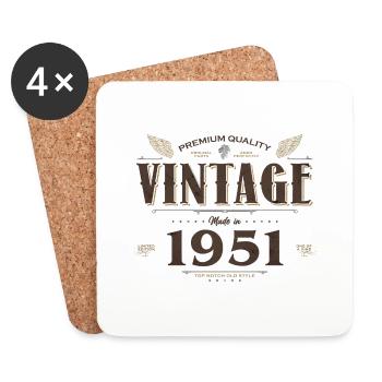 73 ans vintage 1951 édition limitée 73ème - Dessous de verre (lot de 4) - blanc - Devant