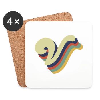 Retro-V-Buchstabe - Untersetzer (4er-Set) - Weiß - Vorne