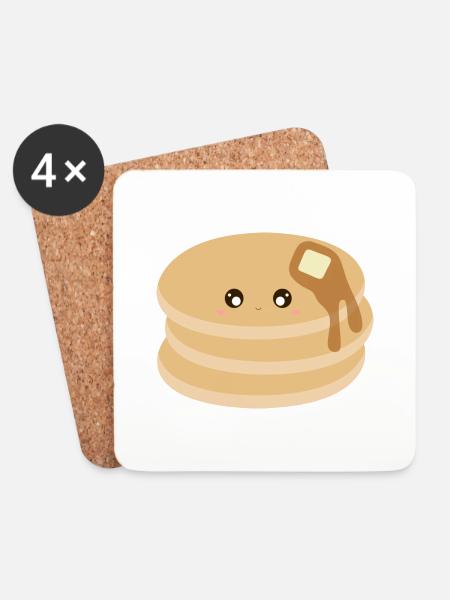 Kawaii Pancakes - Coasters (set of 4) - white