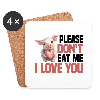 Please Don't Eat Me, I Love You 6 - Coasters (set of 4) - white - Front