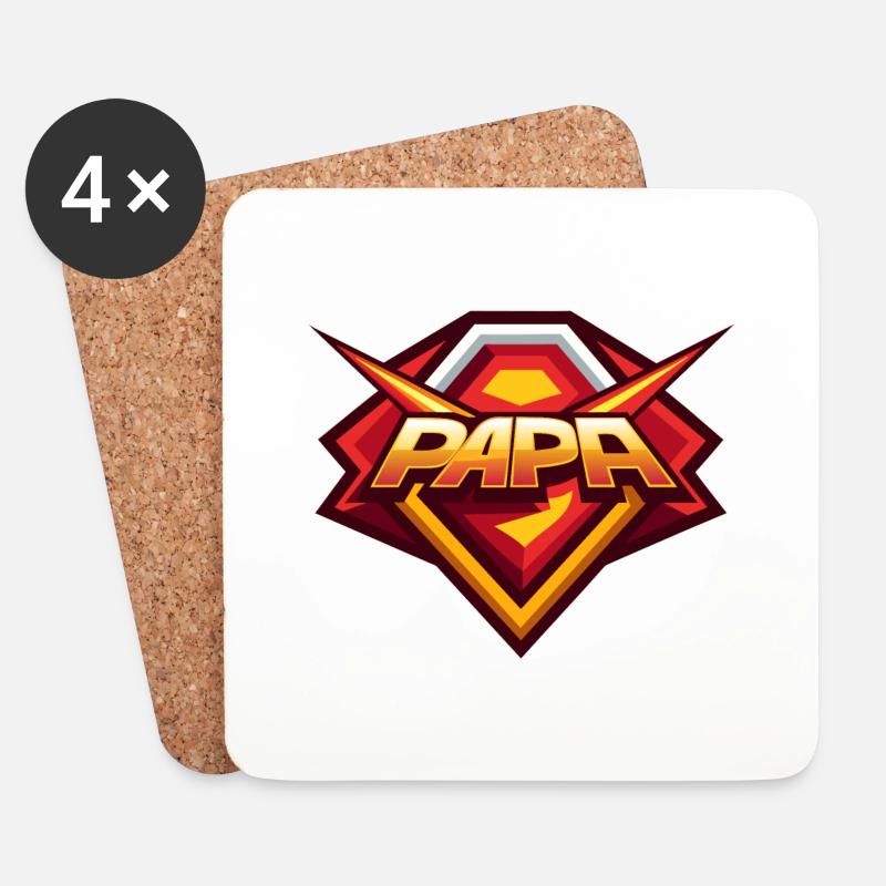 Papa: Mein Superheld - Untersetzer (4er-Set) - Weiß