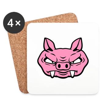 Böse Wildsau Wildschwein Gefährlich Comic Schwein - Untersetzer (4er-Set) - Weiß - Vorne