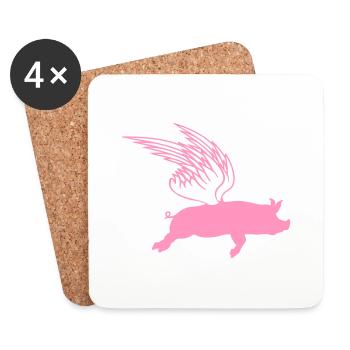 When Flying Wings Flying Pigs Can Fly - Coasters (set of 4) - white - Front