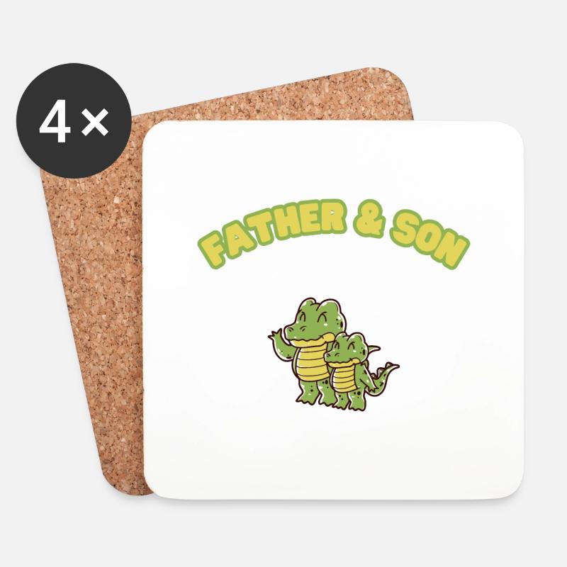 Crocodile Aligator Family Father & Son - Untersetzer (4er-Set) - Weiß