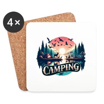 Camping in the great outdoors - Coasters (set of 4) - white - Front