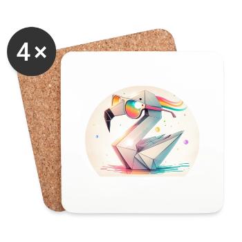 flamingo origami - Dessous de verre (lot de 4) - blanc - Devant