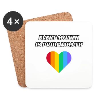 Jeder Monat ist Pride Month - Untersetzer (4er-Set) - Weiß - Vorne