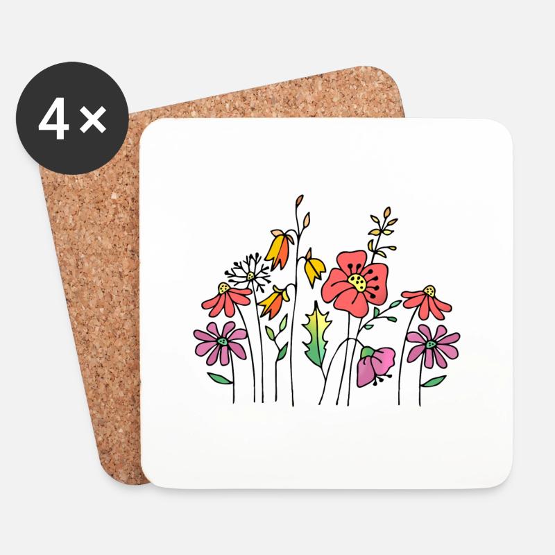 Blumen - Untersetzer (4er-Set) - Weiß