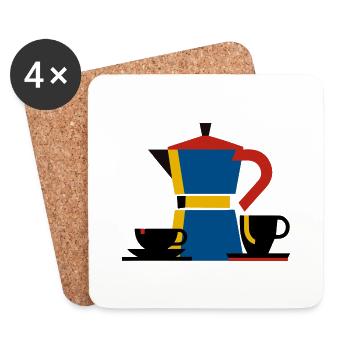 Bauhaus Minimalisme Design Bialetti Café - Dessous de verre (lot de 4) - blanc - Devant