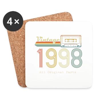 1998 Original 1998 Vintage Vintage Retro anniversa - Coasters (set of 4) - white - Front