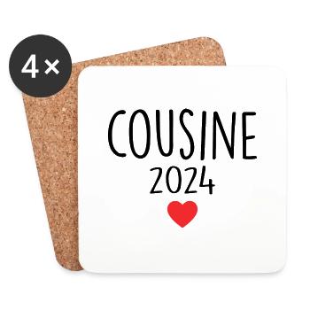Cousin - zukünftiger Cousin 2024 - Untersetzer (4er-Set) - Weiß - Vorne