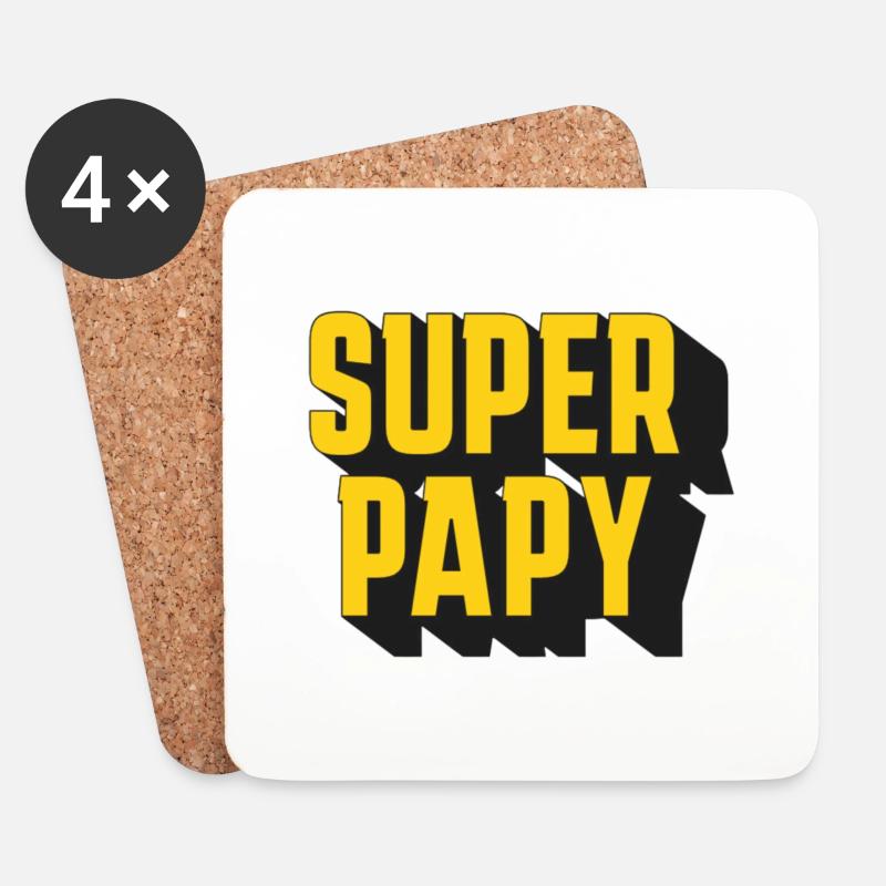 GROSSARTIGER PAPY! - Untersetzer (4er-Set) - Weiß