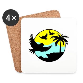 Oiseaux de paradis 02 - Dessous de verre (lot de 4) - blanc - Devant