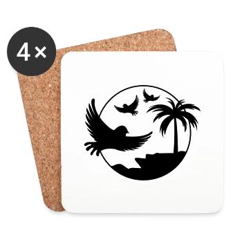 Oiseaux de paradis - Dessous de verre (lot de 4) - blanc - Devant