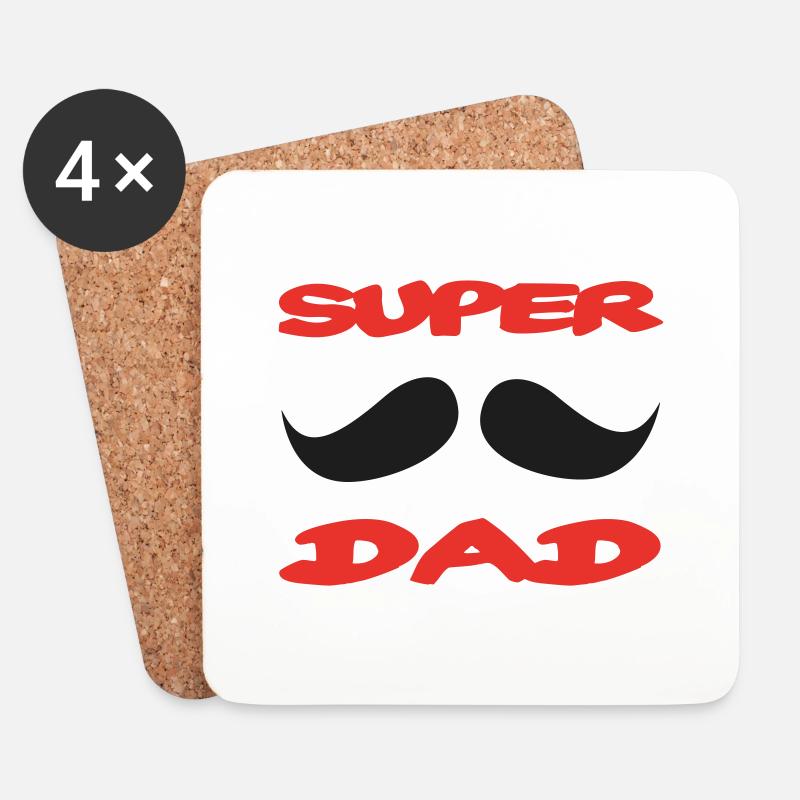 Super-Papa - Untersetzer (4er-Set) - Weiß