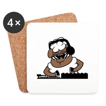 Cool DJ Sheep Sheep Mixer Musique de fête - Dessous de verre (lot de 4) - blanc - Devant
