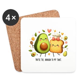 Lustiger Avocado-Toast - Untersetzer (4er-Set) - Weiß - Vorne