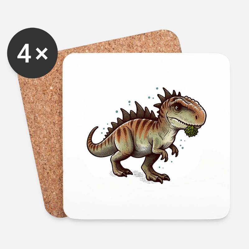 T-Rex Dinosaurier - Untersetzer (4er-Set) - Weiß