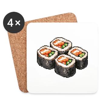 Icône Sushi Pixel - Dessous de verre (lot de 4) - blanc - Devant