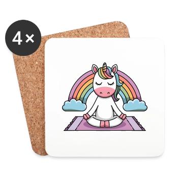 licorne de yoga - Dessous de verre (lot de 4) - blanc - Devant