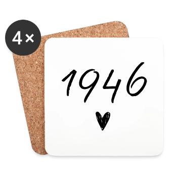 1946 coeur anniversaire - Dessous de verre (lot de 4) - blanc - Devant