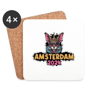 Amsterdam 2024 Bunny - Coasters (set of 4) - white - Front