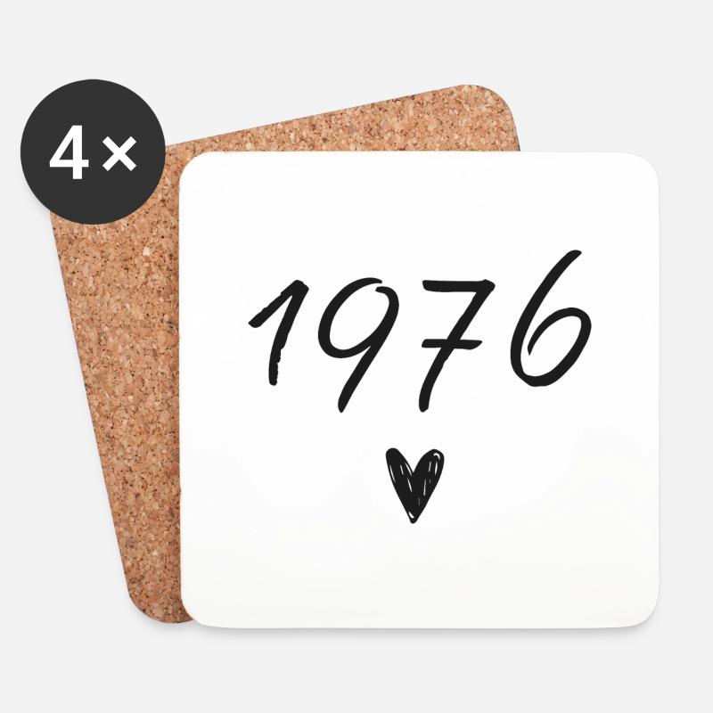 1976 Herzgeburtstag - Untersetzer (4er-Set) - Weiß