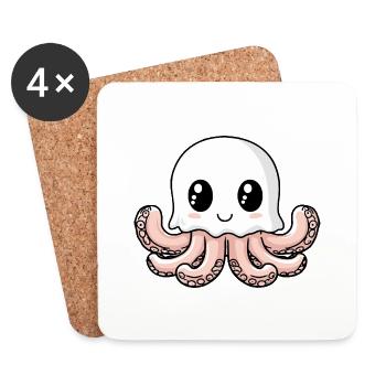 Oktopus Halloween Comic Geist - Untersetzer (4er-Set) - Weiß - Vorne