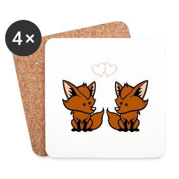 Foxes in love - Coasters (set of 4) - white - Front