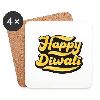 Happy Diwali | Diwali | Art 02 - Coasters (set of 4) - white - Front